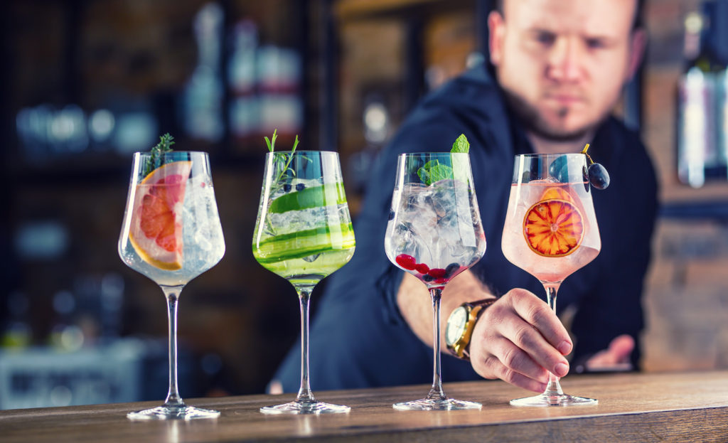 Barman preparing cocktails
