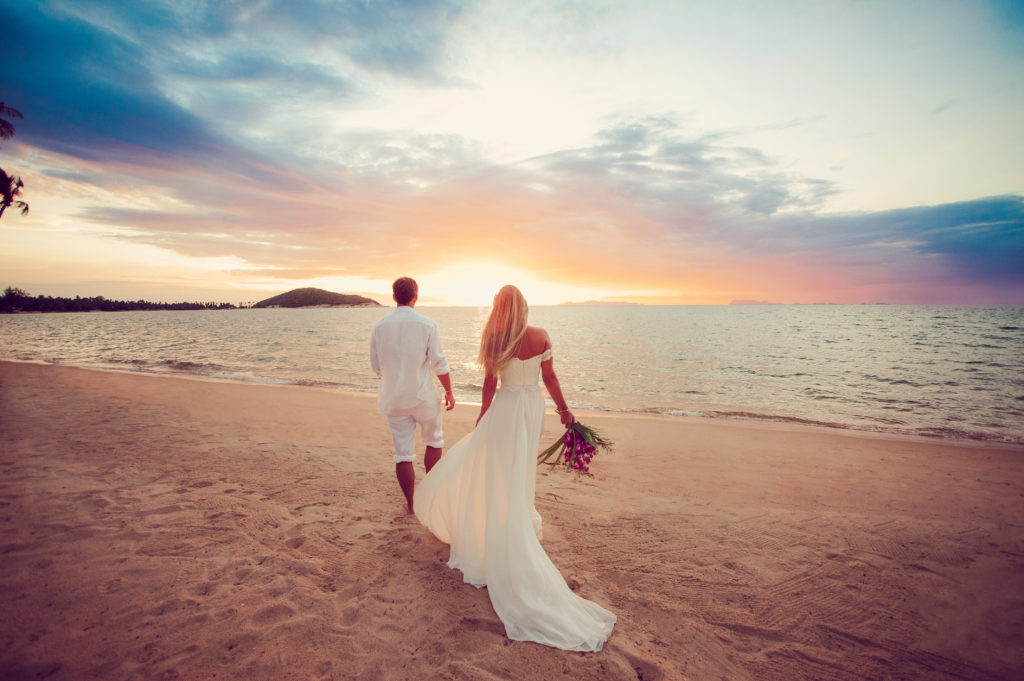 Couple get married on the beach